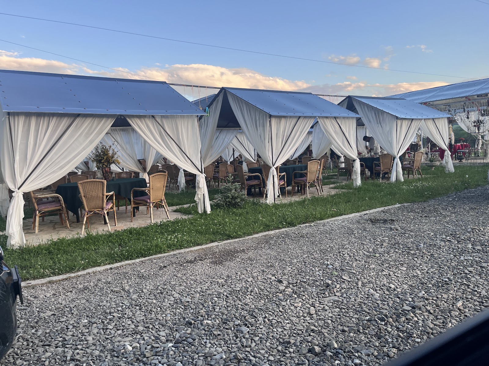 The event tent on the lawn at Fotine, set for a celebration