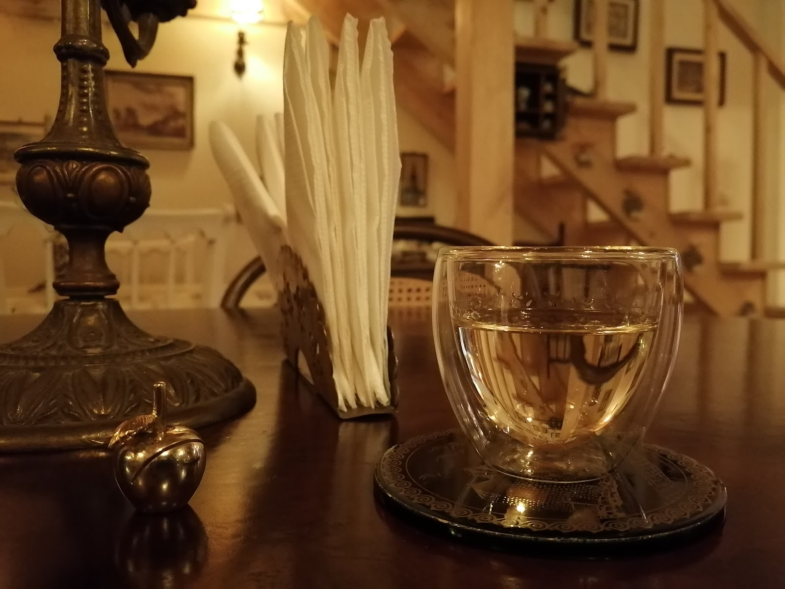 Lamplight in a warm corner of the house