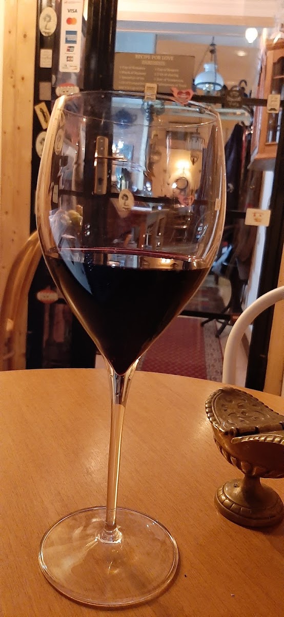 A glass of Georgian red wine on the table